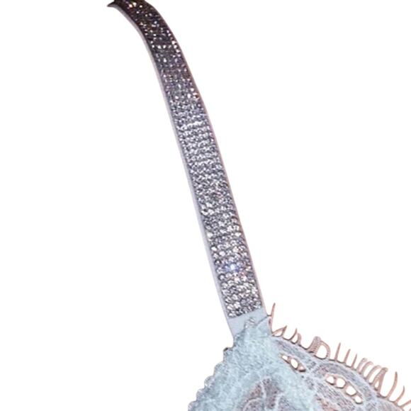 Victoria Secret Lingerie Bustier Corset XL Light Mint Blue Lace rhinestone Strap - Picture 8 of 10